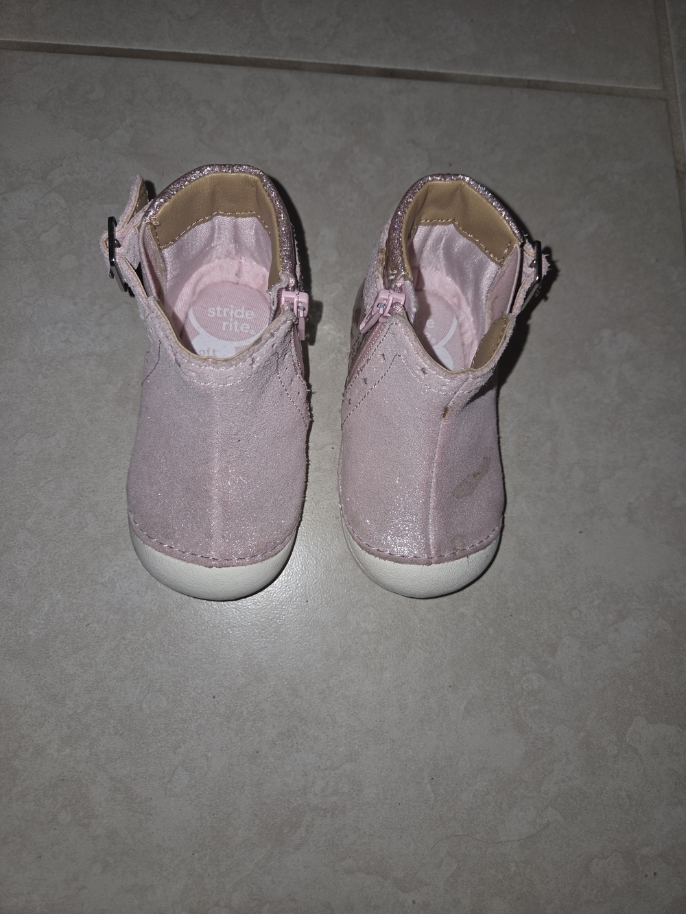 Stride Rite Light Pink Glitter Little Kid Zip Boots